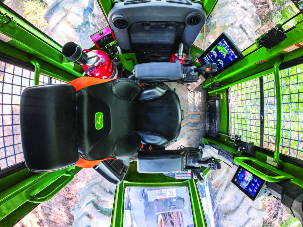 Overhead view of the operator-centric Johnd Deere L-Series cab