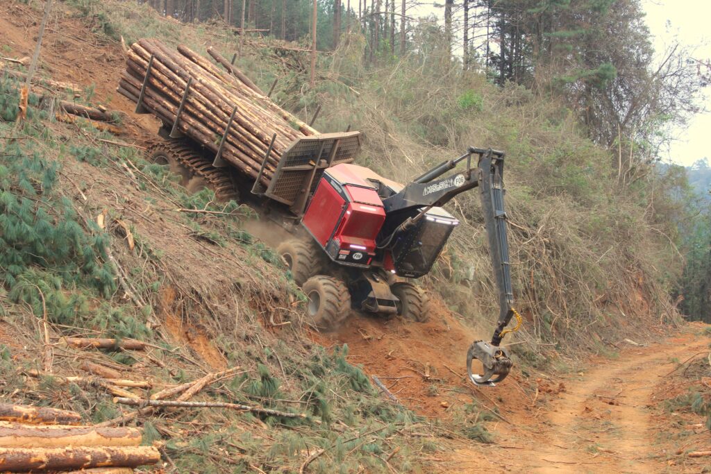 An operator can safely extract timber on steep slopes