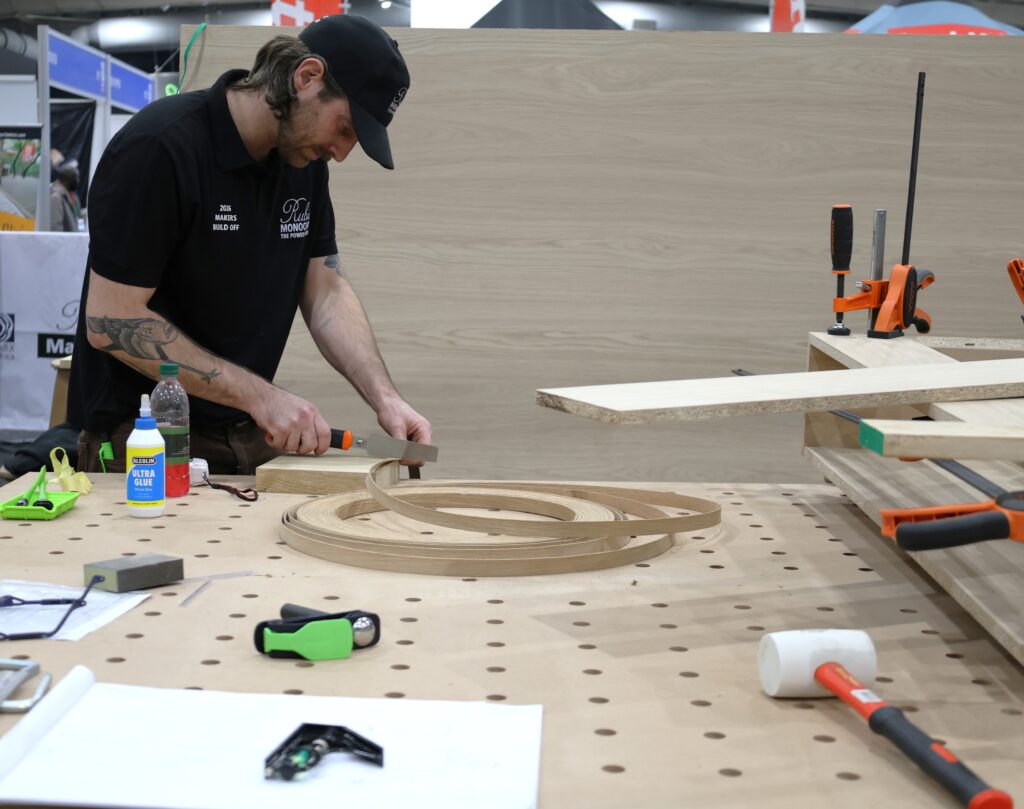 Greg Stock of Stock Woodworks took second place in the Rubio Monocoat WoodEx 2026 competition