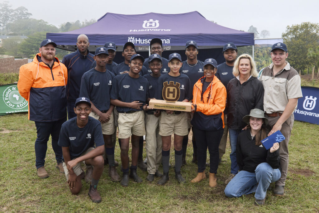 Winners, Weston Agricultural College with Representatives from Husqvarna, including Marketing Manager, Timothy Isabirye